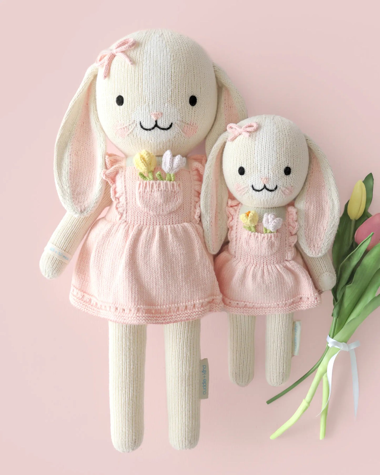 Clover the Bunny Hand-Knit Plush in Blush