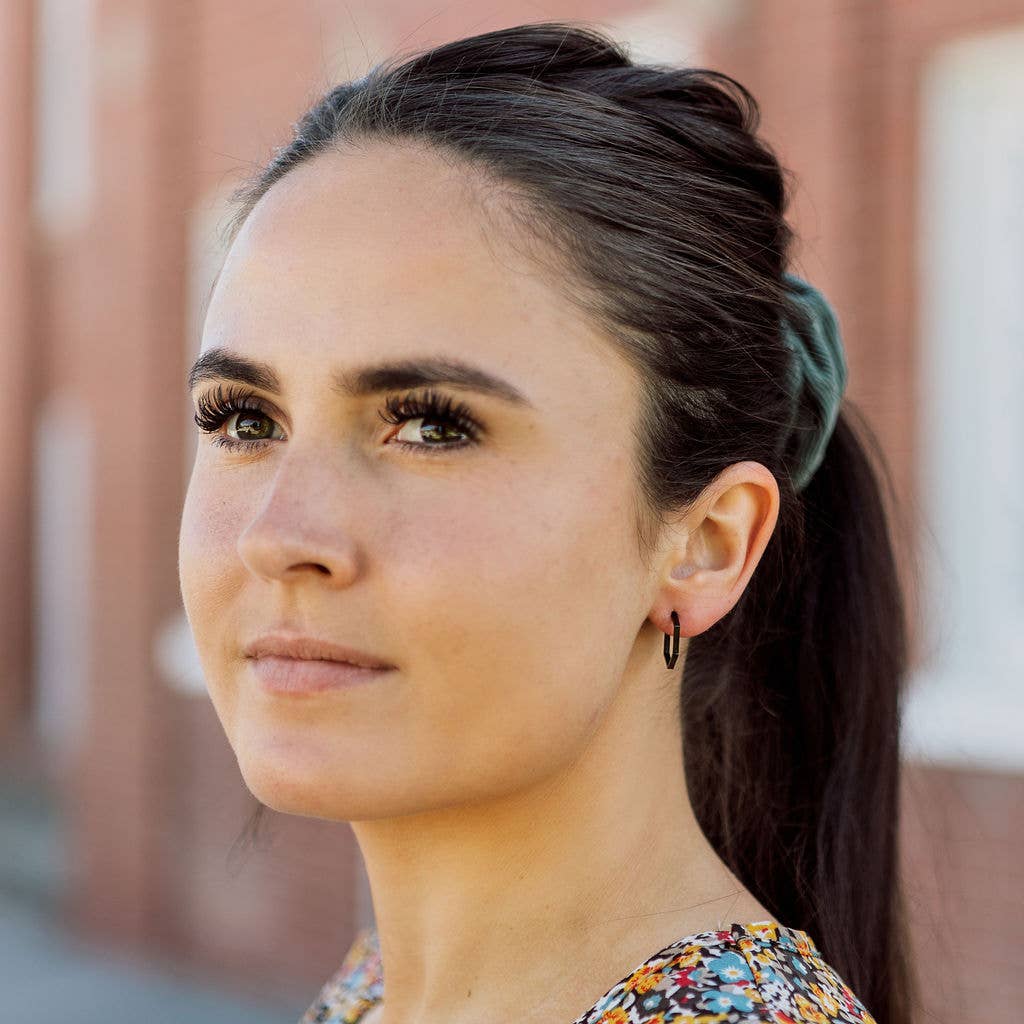Hexagon Hoop Earrings in Gold