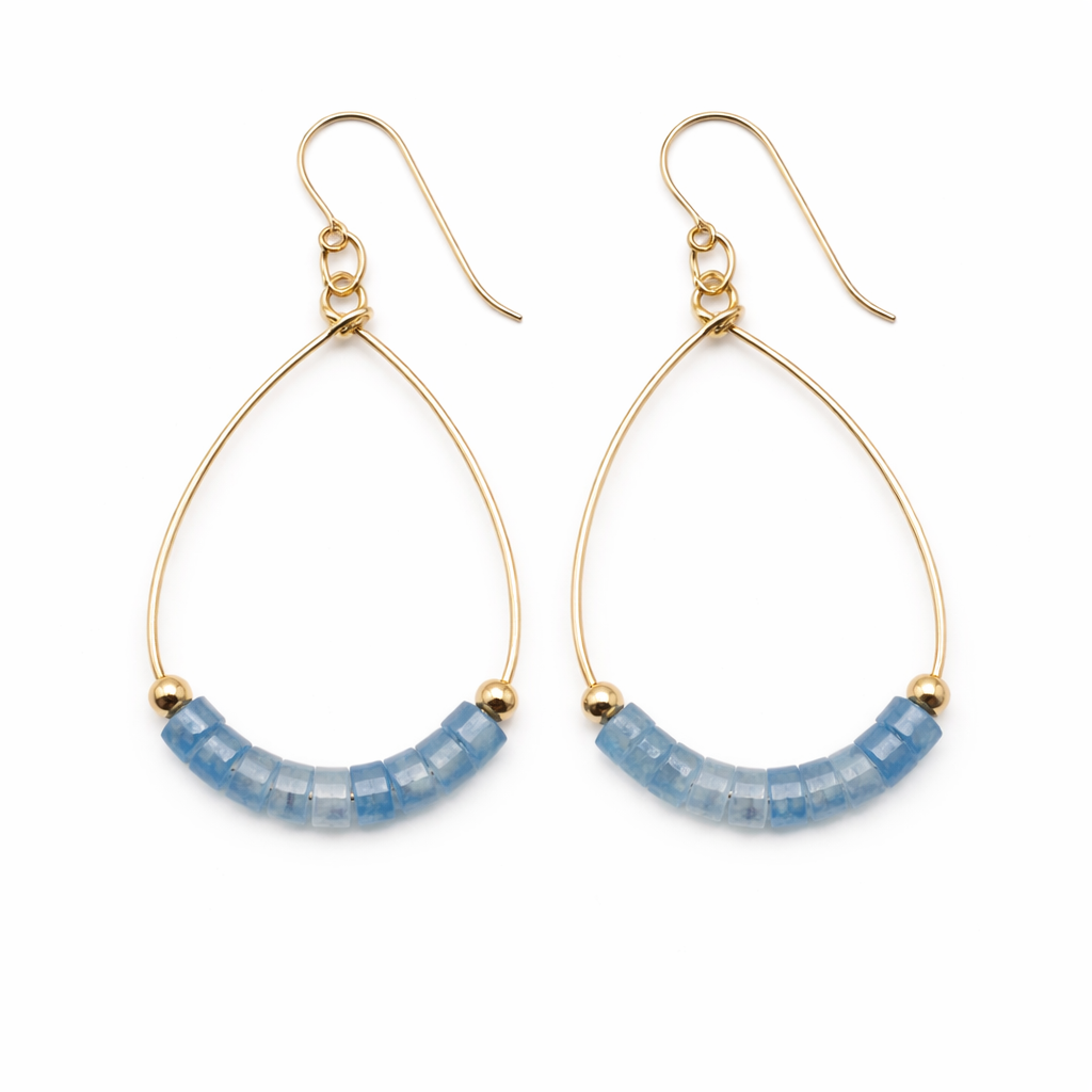 Aster Heishi Earring in Aquamarine (Waterproof)
