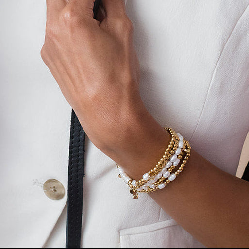 Morse Code Pearl & Gold Bracelet | FAITH