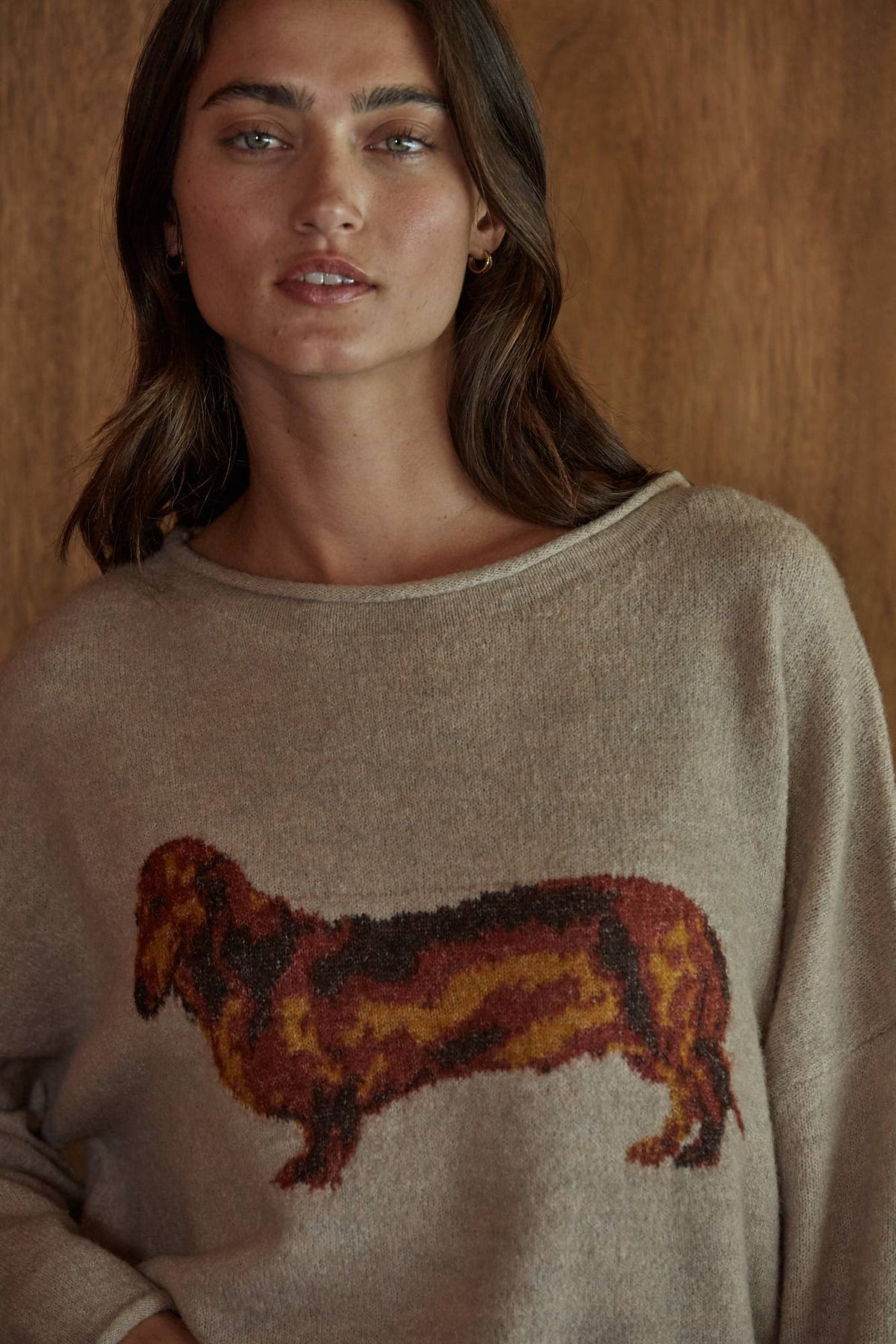 Dachshund Graphic Sweater in Oatmeal