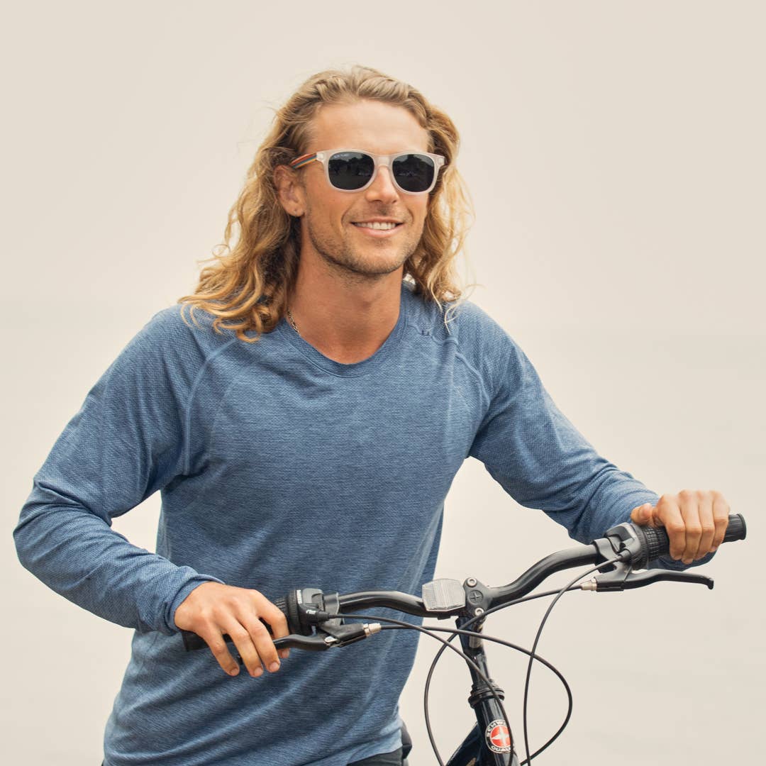 Indio Sunglasses - Matte Clear / Rainbow Wood/ Smoke Polarize