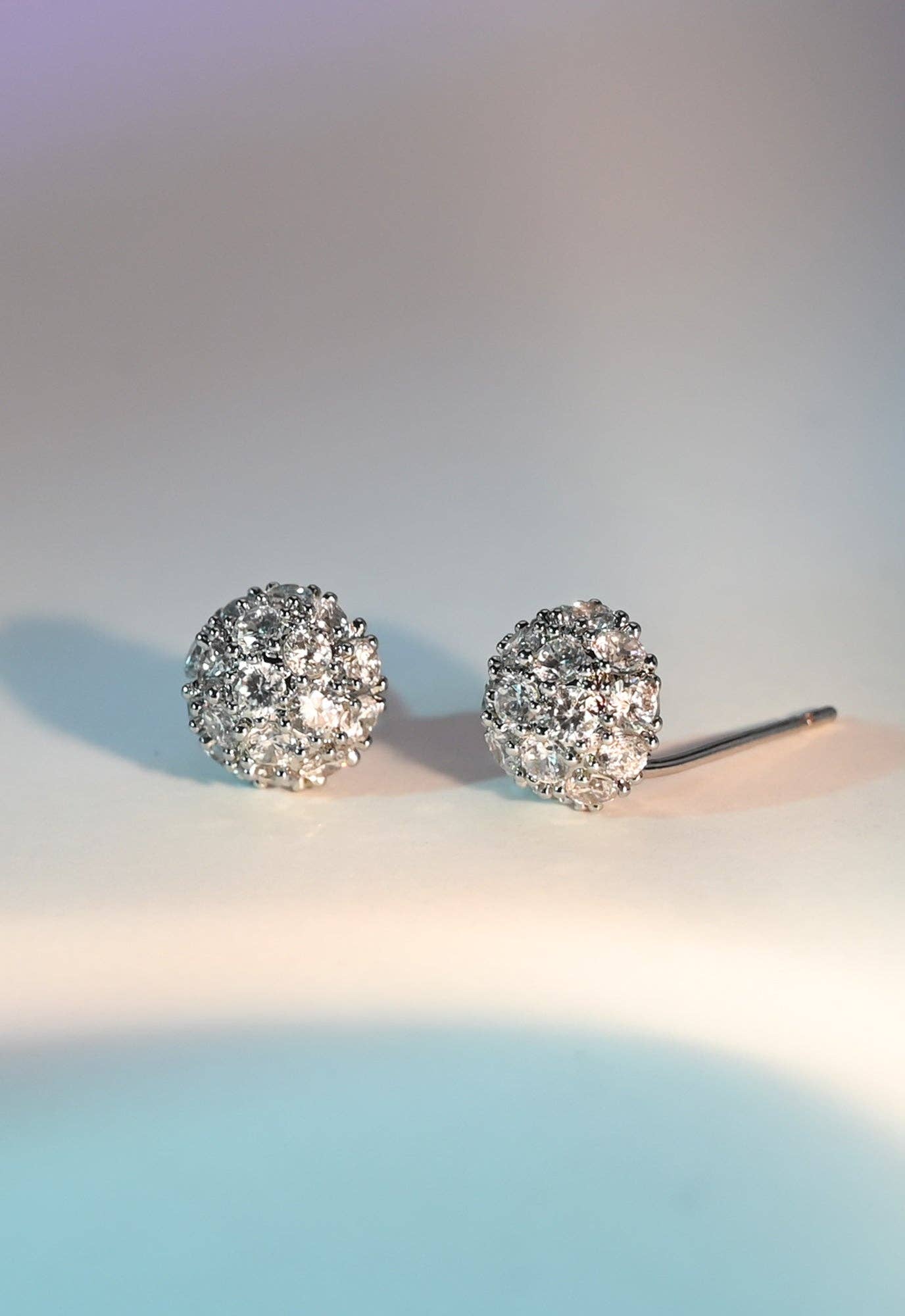 Lustre Bloom Stud Earrings in Platinum
