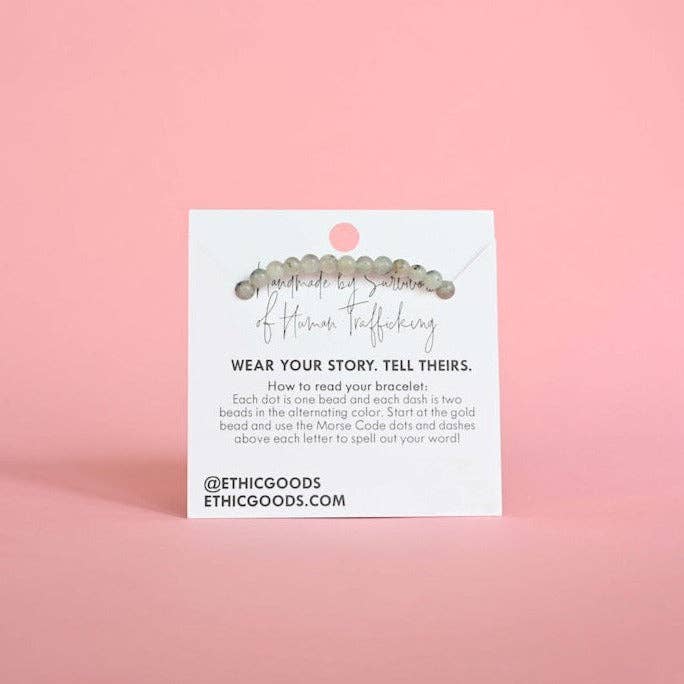 Morse Code Bracelet | BRAVE: Onyx & Howlite