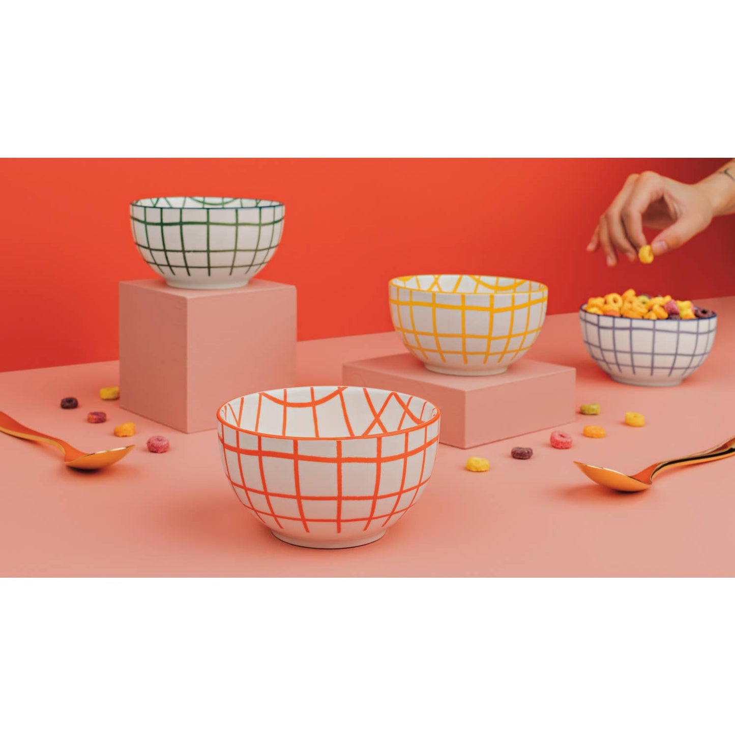 Wobbly Check Bowls (Set of 4)
