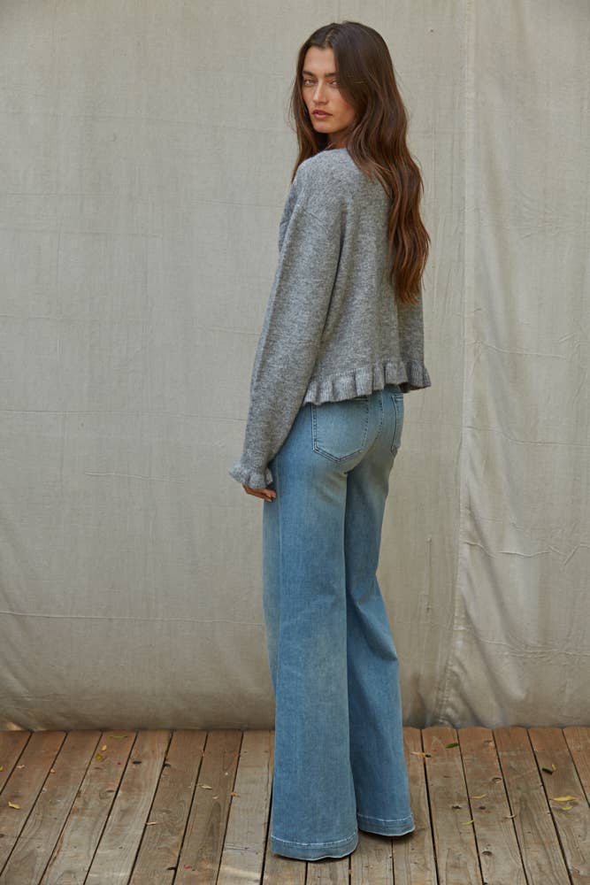 Everyday Buttondown Cardigan Sweater in Heather Grey