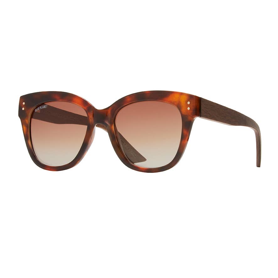 Cora Sunglasses in Brown Tortoise and Walnut Wood