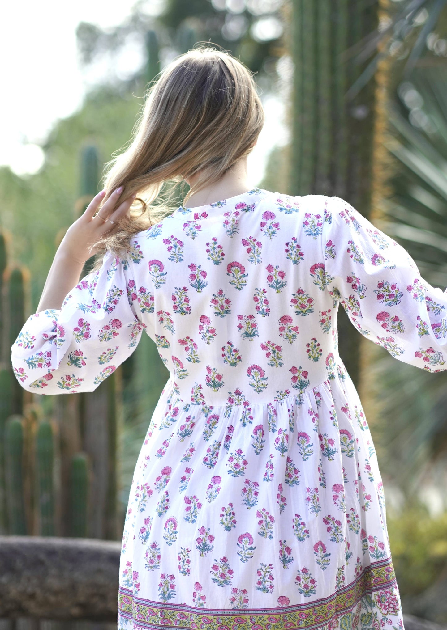 Zadie Block Printed Mini Dress in Pink + Teal