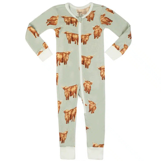 Zipper Pajamas in Highland Cow