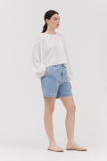 Lace Trim Mixed Blouse in Off White