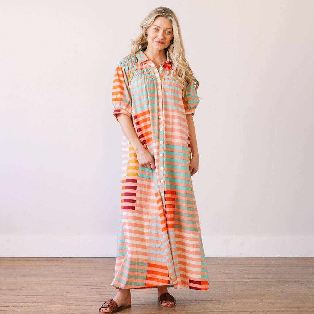 Apricot Colorful Stripe Oasis Dress