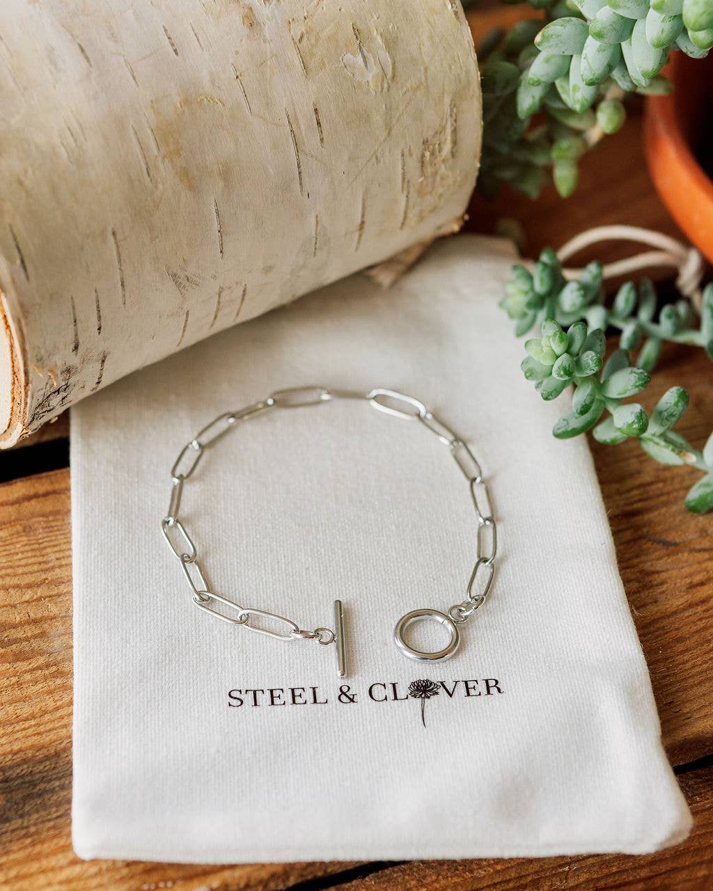 Louisa Paperclip Chain Bracelet in White Gold