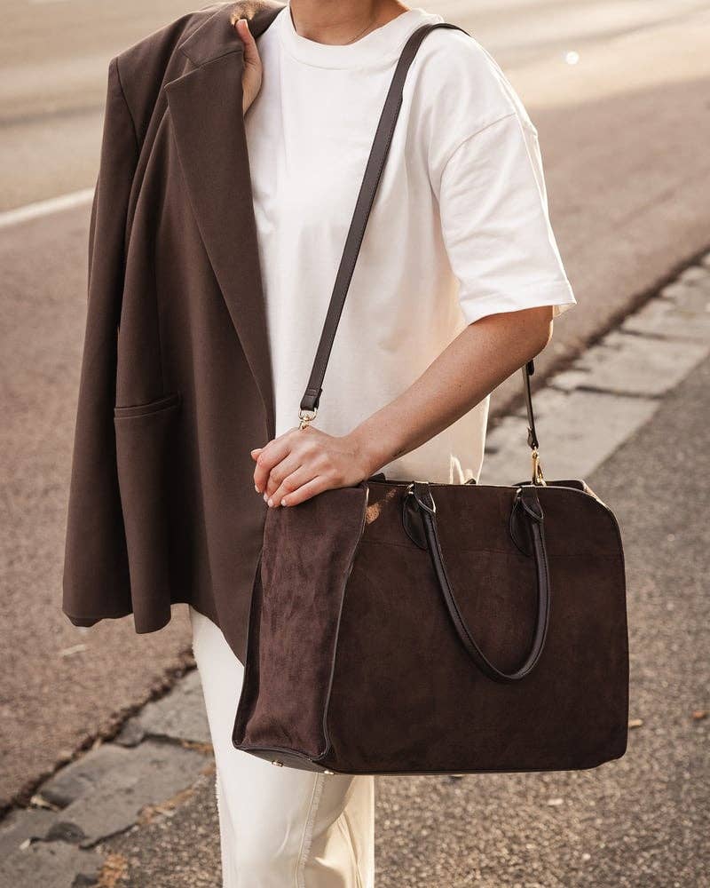 Blaire Tote Bag - Suede Chocolate