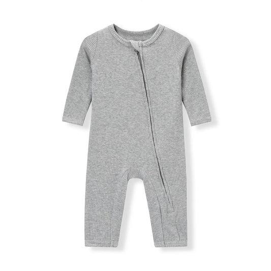 Tri-Blend Stretch LS Zipper Pajama in Grey