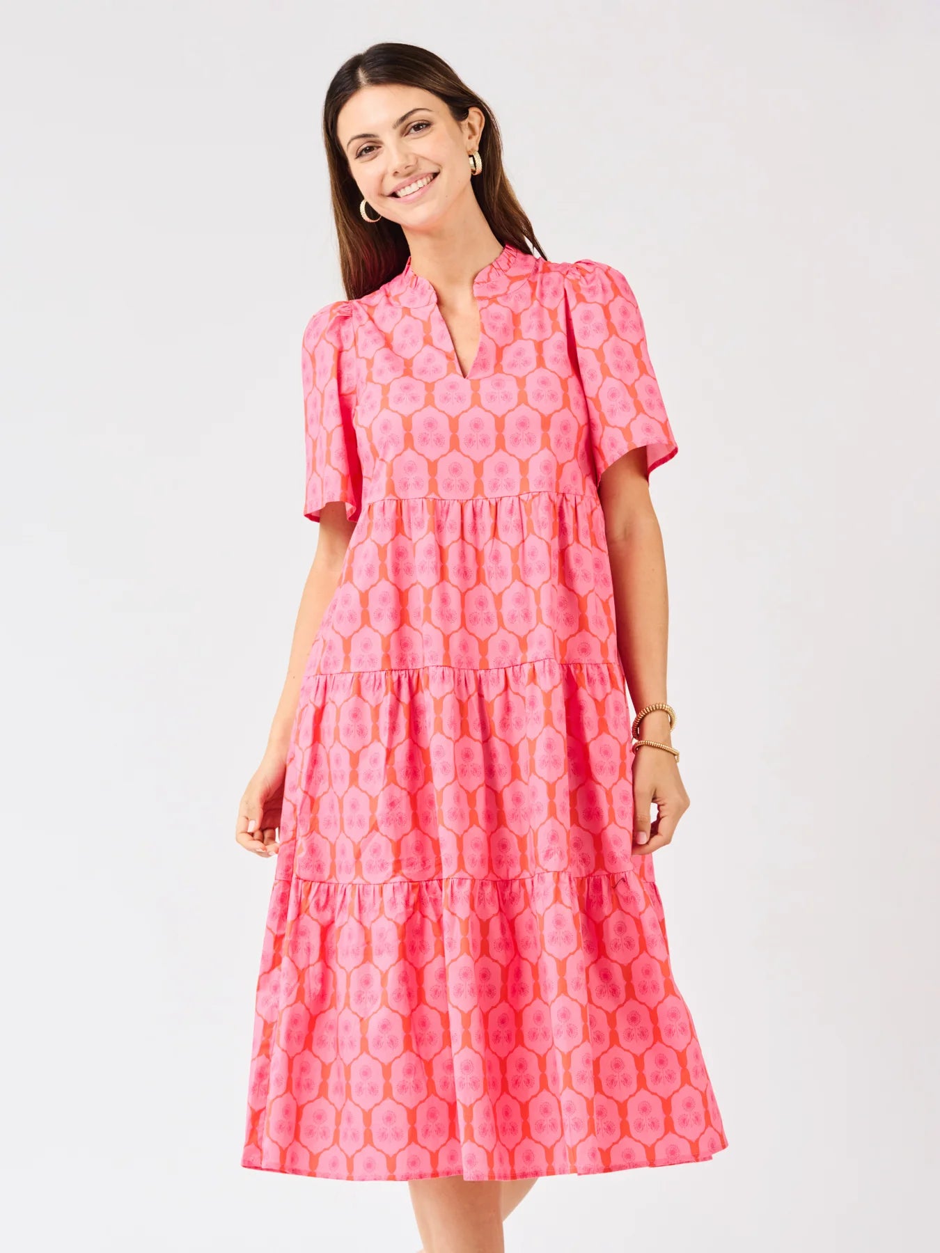 Ivy Dress in Rosette Charm Pink Green Roost Ivy Dress in Rosette Charm Pink Green Roost