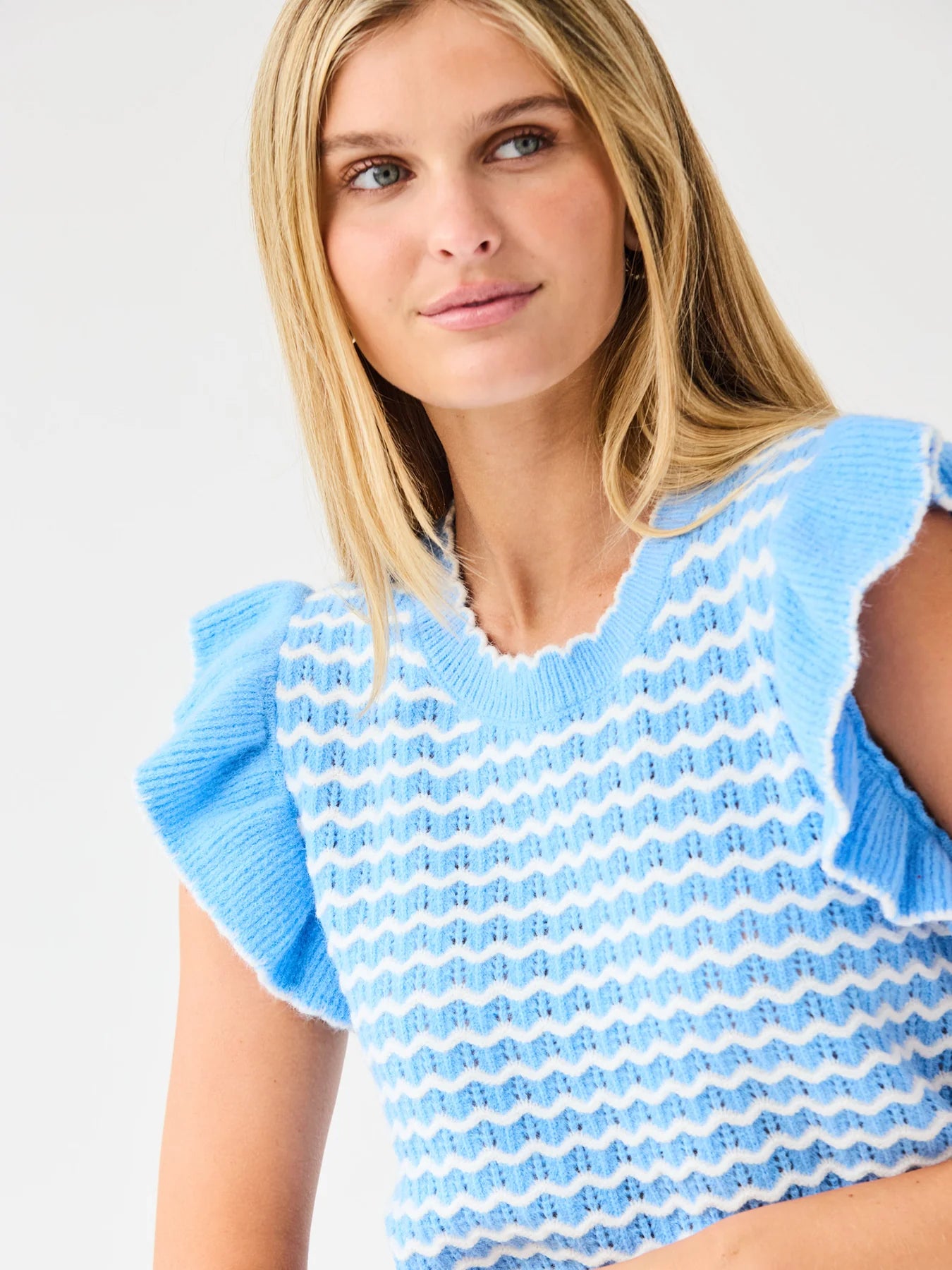 Oakley Sweater in Blue & White
