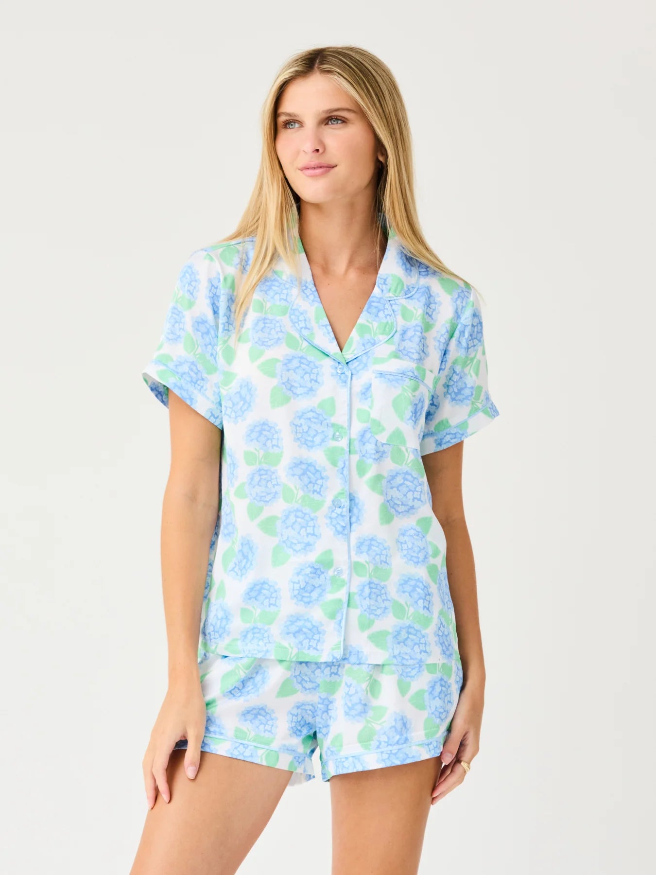 Charlotte Pajama Short Set in Summerfair Blue – Green Roost