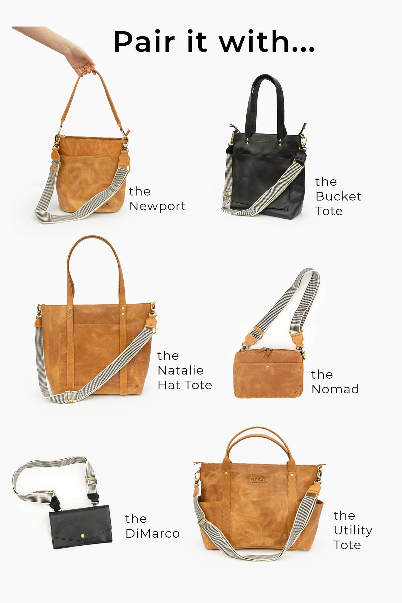 Woven Crossbody Strap in Chestnut