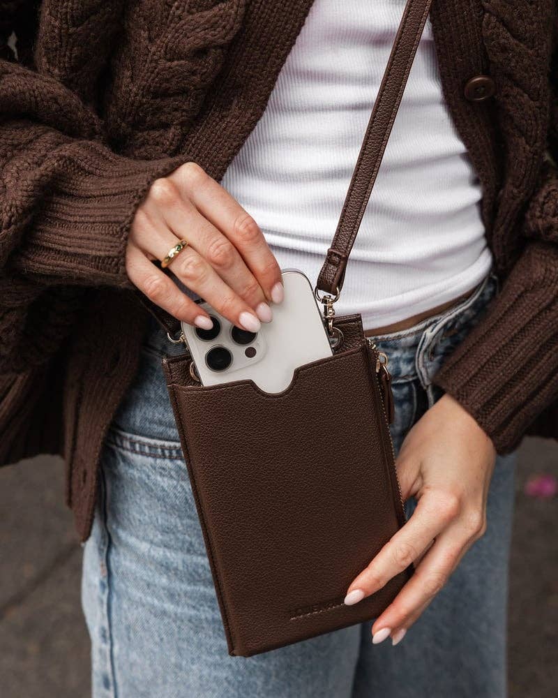 Suki RFID Phone Bag - Chocolate