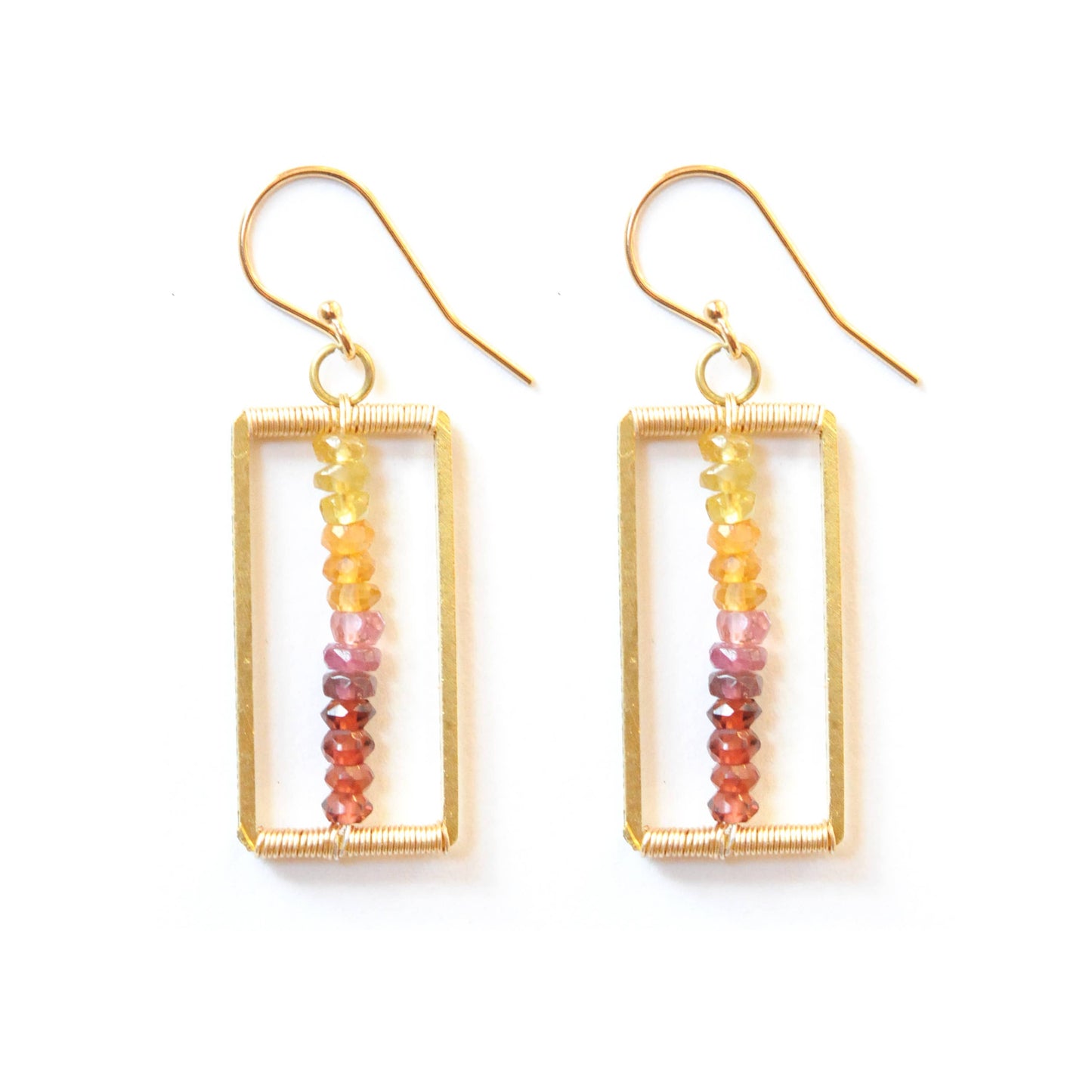 Gradient Rectangle Earrings in Brass/Golden
