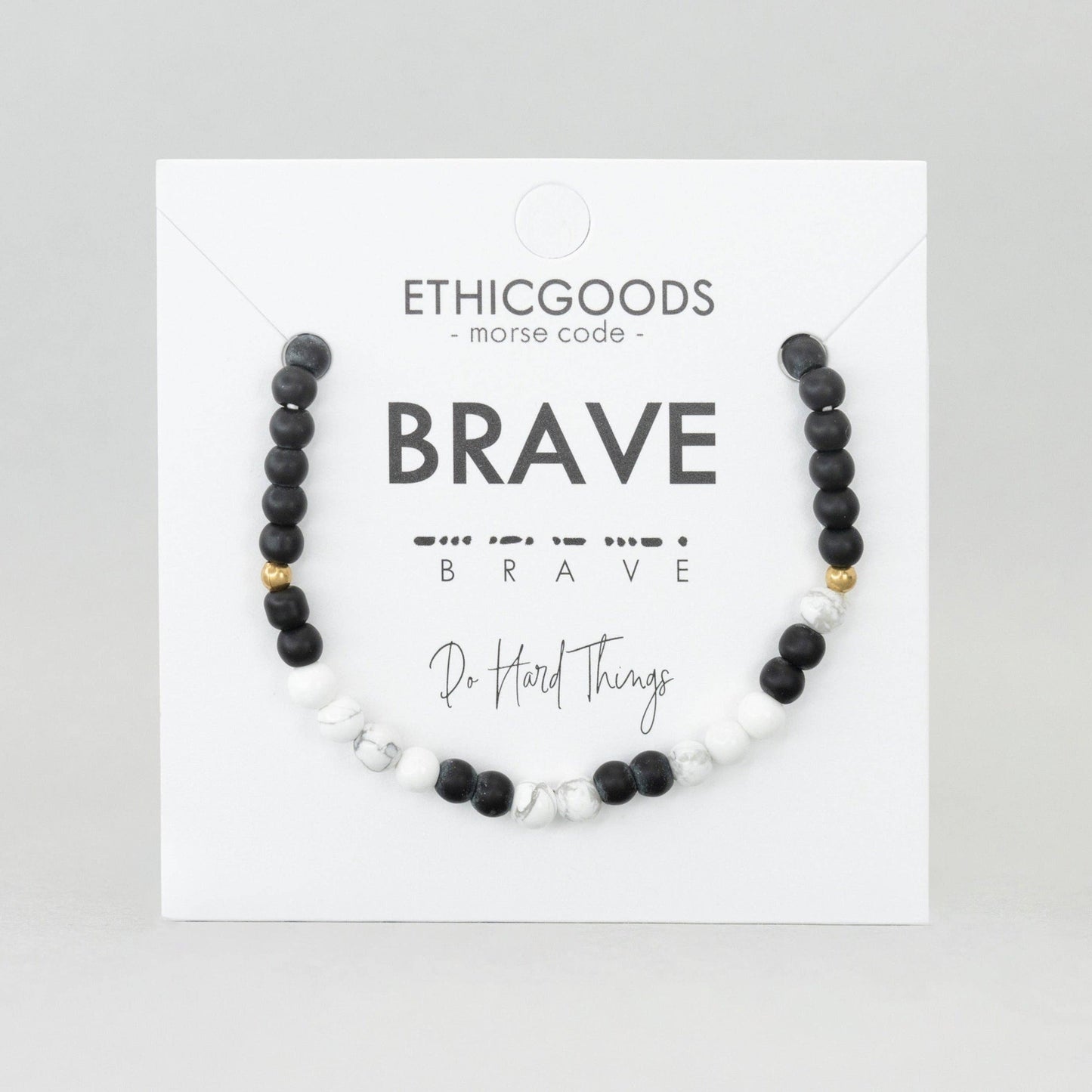 Morse Code Bracelet | BRAVE: Onyx & Howlite