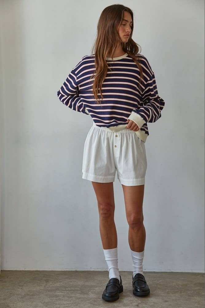 The Everyday Stripe Sweatshirt in Navy