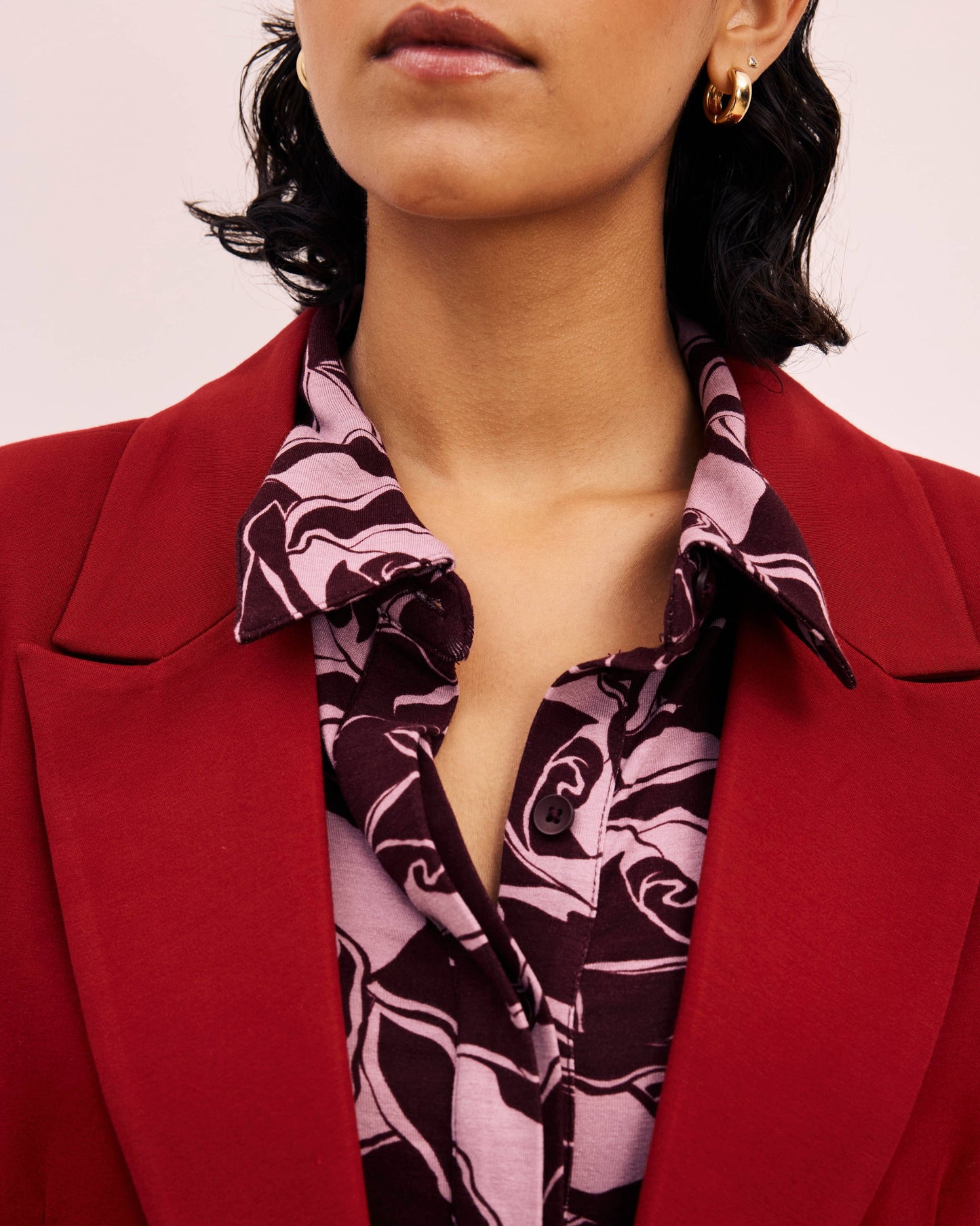 Bianca Double Breasted Ponte Blazer in Garnet