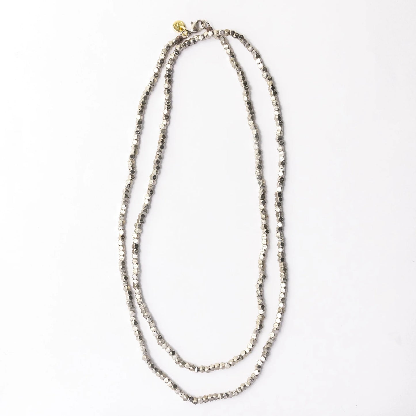 Erica Long Necklace Faceted Silver Beads