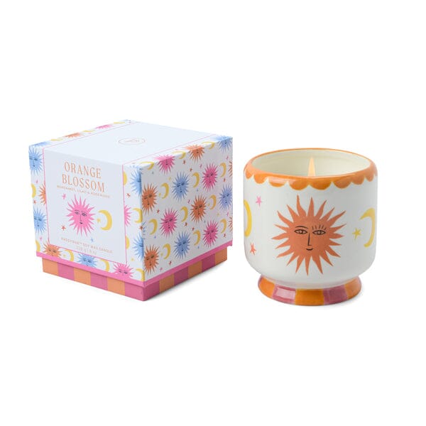 A Dopo Handpainted "Sun" Ceramic Candle - Orange Blossom