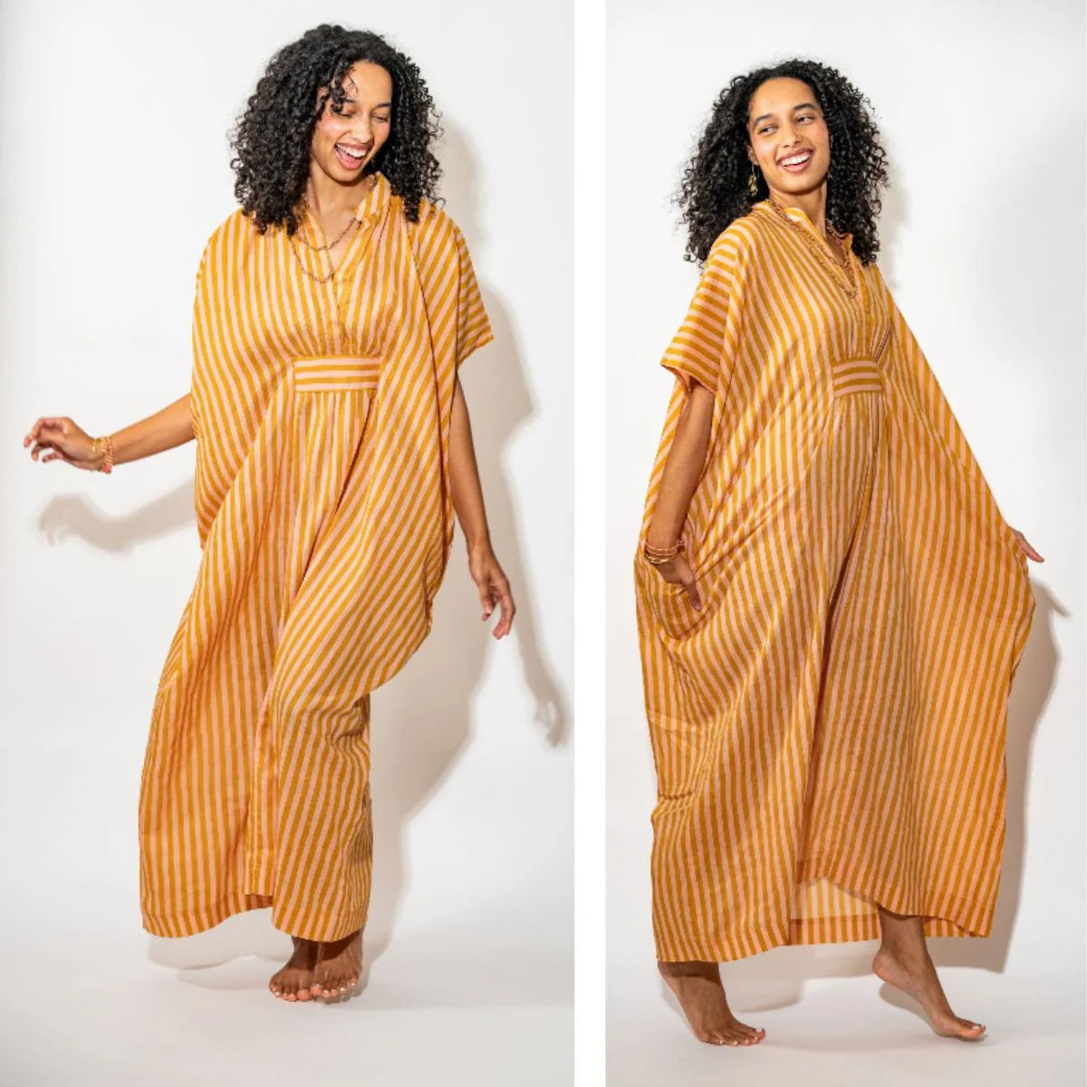 Margot Kaftan in Stripe Blush Mustard
