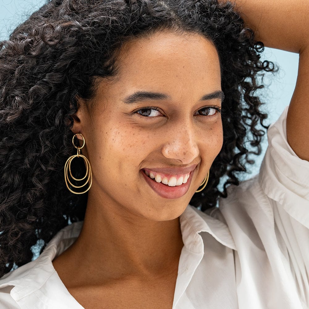 Aubrey Round Geometric Door Knocker Earrings Brass