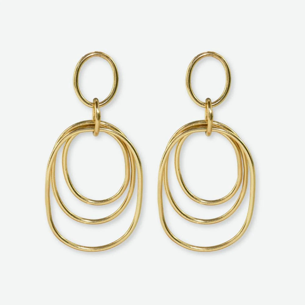 Aubrey Round Geometric Door Knocker Earrings Brass