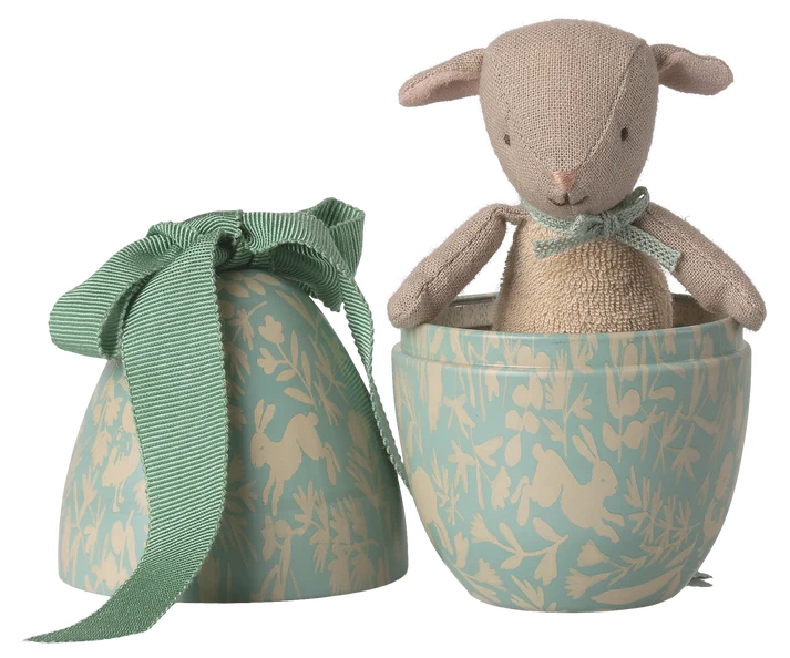 Easter Egg with Micro Lamb in Dusty Mint