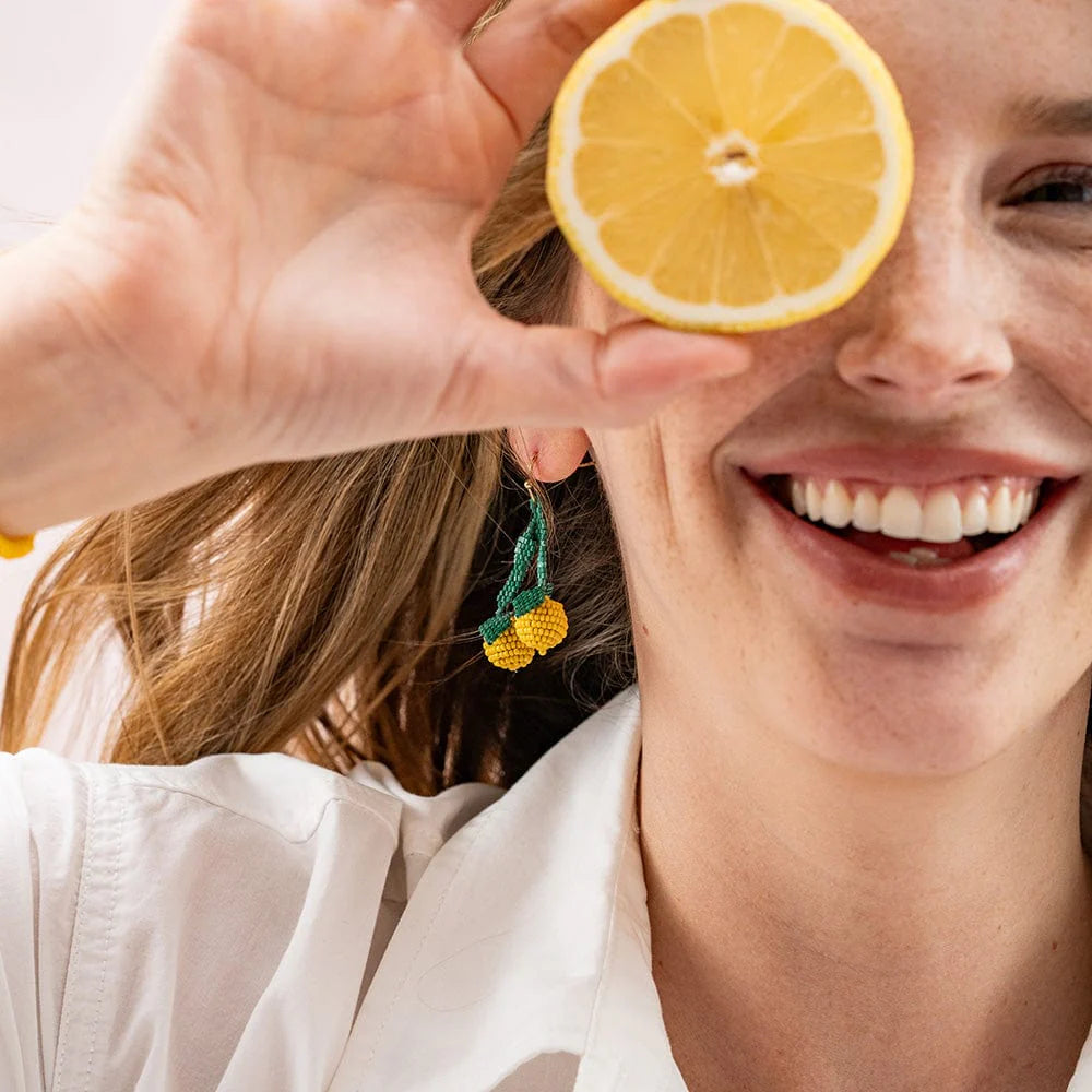 Lottie Lemon Dangle Luxe Earrings in Yellow