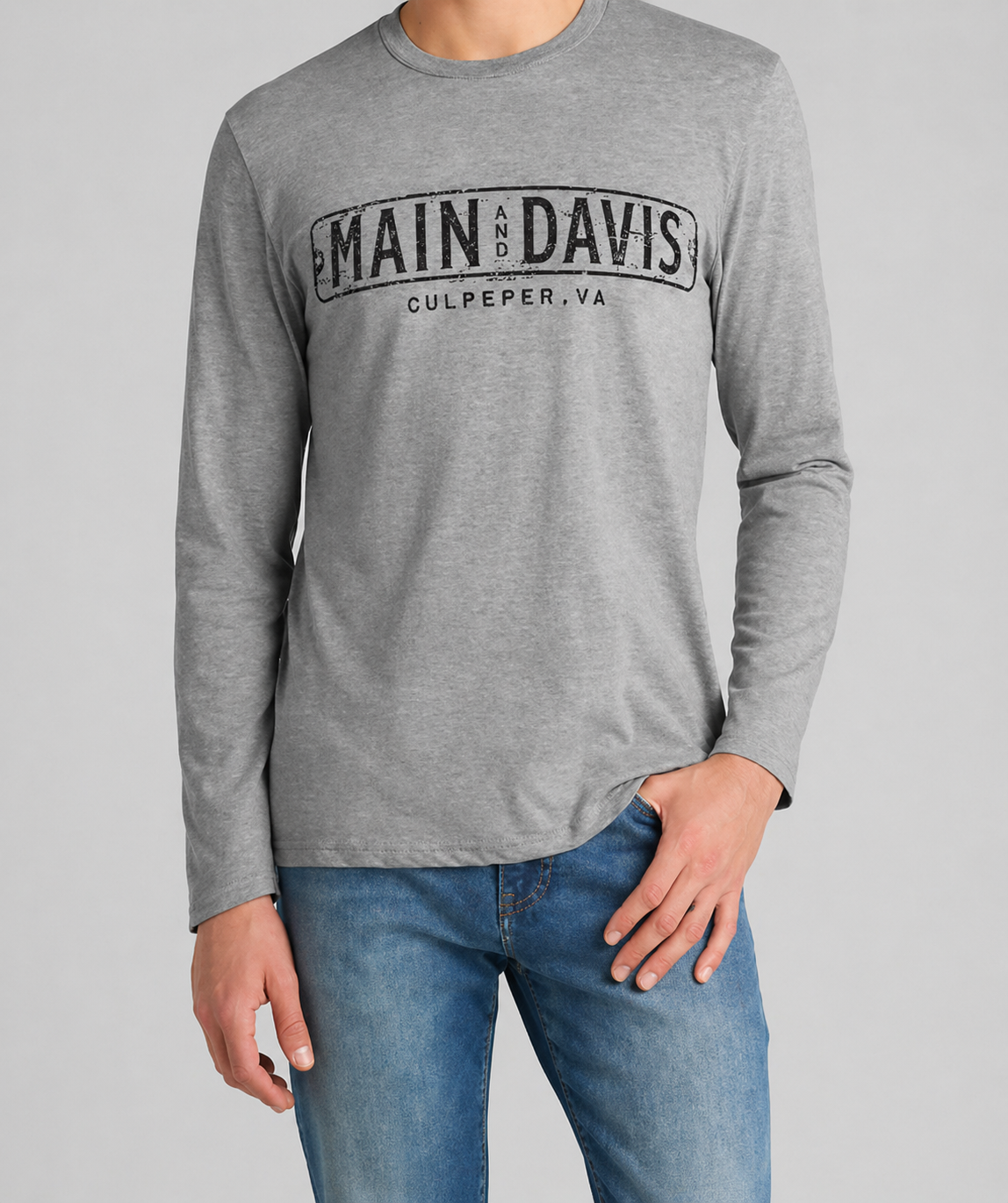 Main & Davis Long Sleeve T-Shirt in Grey
