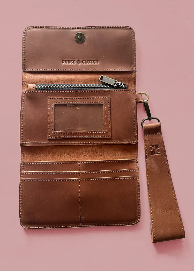 GR Wallet Wristlet in Cognac