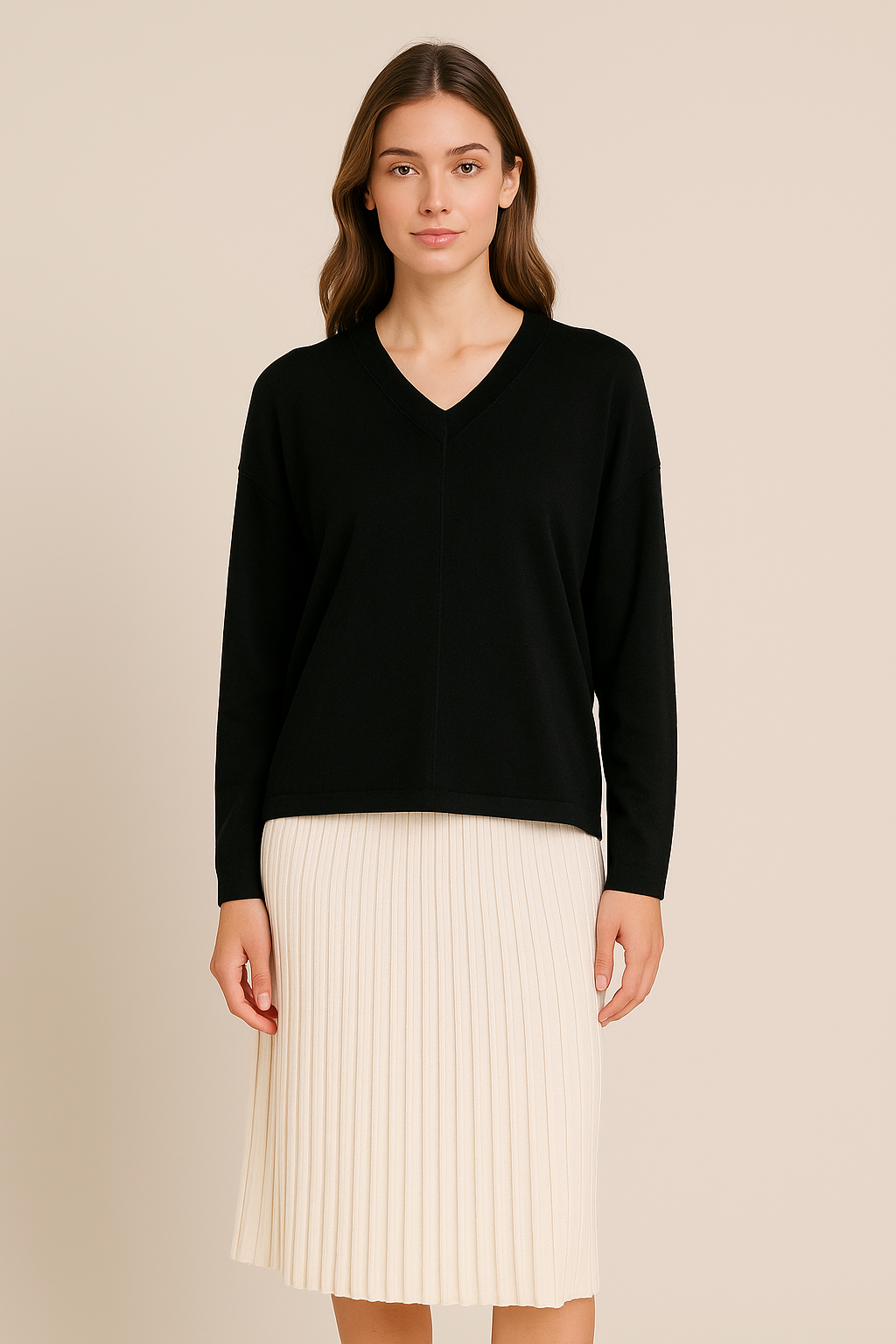 Courtney V-neck Sweater in Black