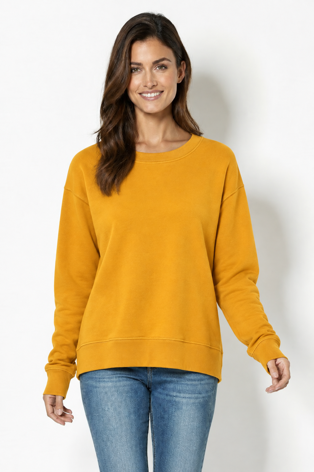 Open Crew Neck Top in Hot Honey