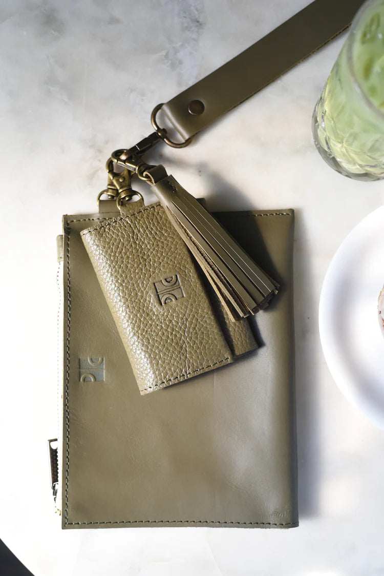 GR Mini Wallet Charm in Pebbled Olive