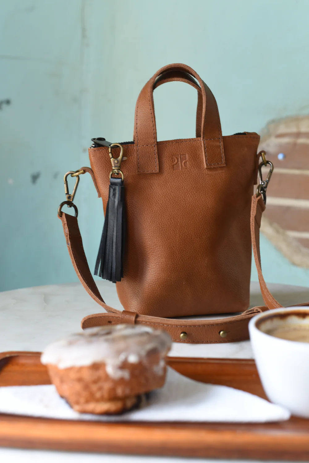 GR Phone Crossbody in Pebbled Cognac