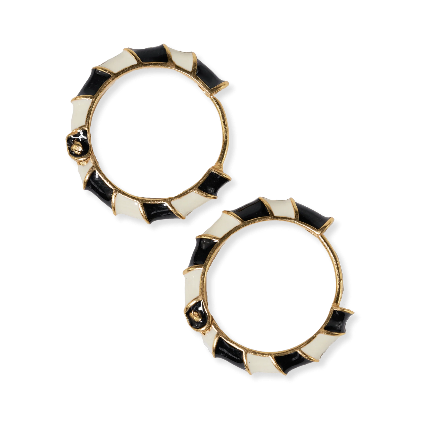 Pippa Twisted Colorblock Enamel Hoop Earrings Black/White