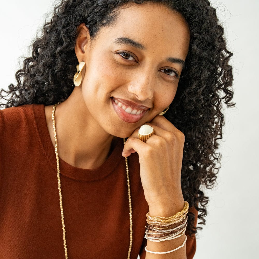 Vanessa Twisted Enamel Hoop in Ivory