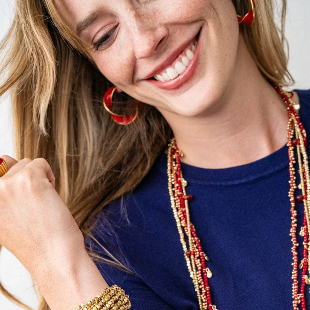 Vanessa Twisted Enamel Hoop in Red