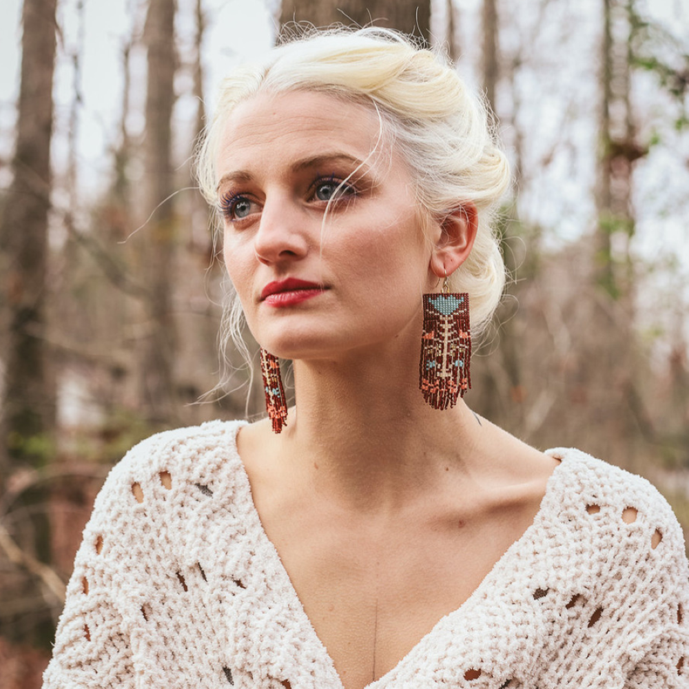 Vintage Flower Earrings in Cream & Green