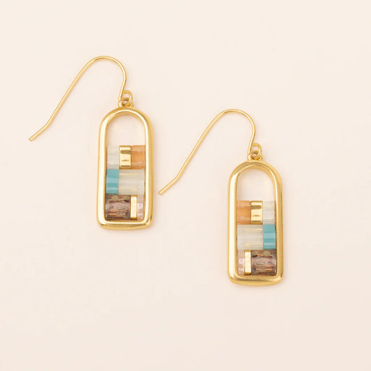 Good Karma Miyuki Frame Earring - Mint/Peach/Gold