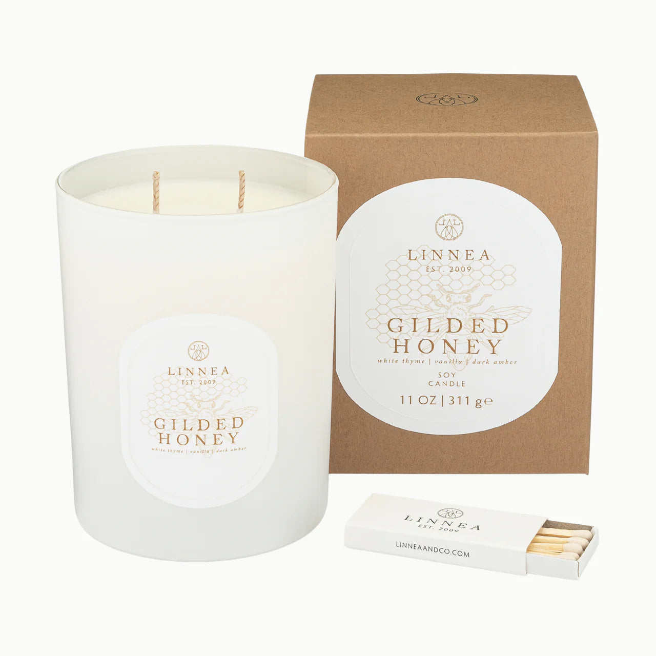 Linnea Gilded Honey 2-wick Candle