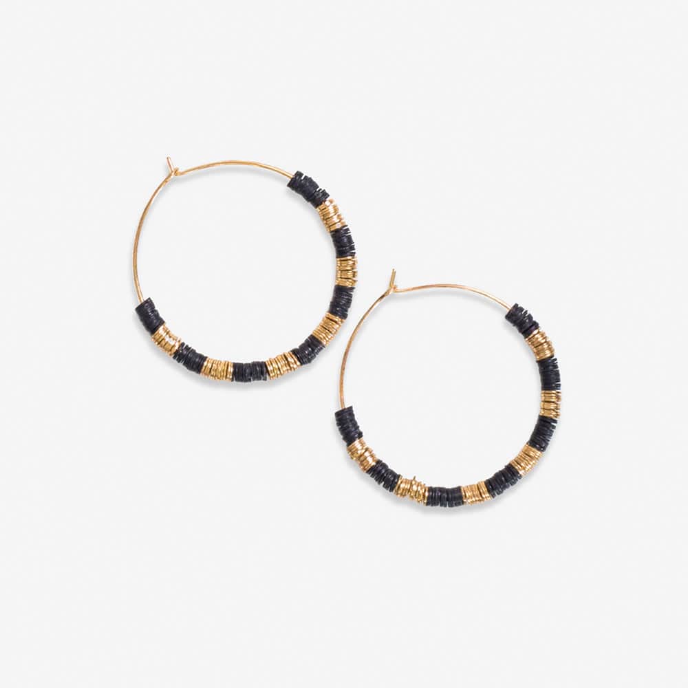 Jennifer Colorblock Small Sequin Hoop Earrings Black