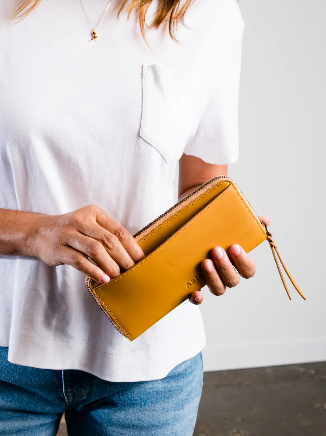 Helina Large Zip Around Wallet in Cognac