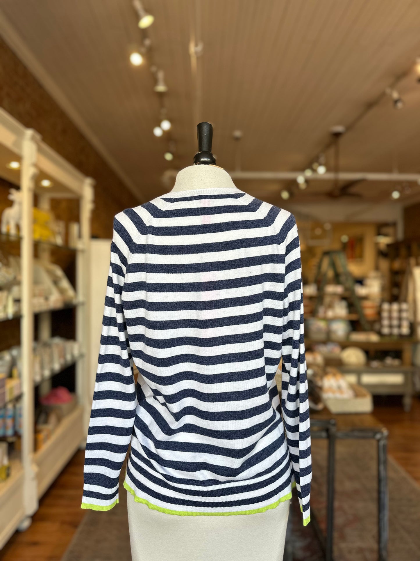 Stripe V-Neck Sweater in White