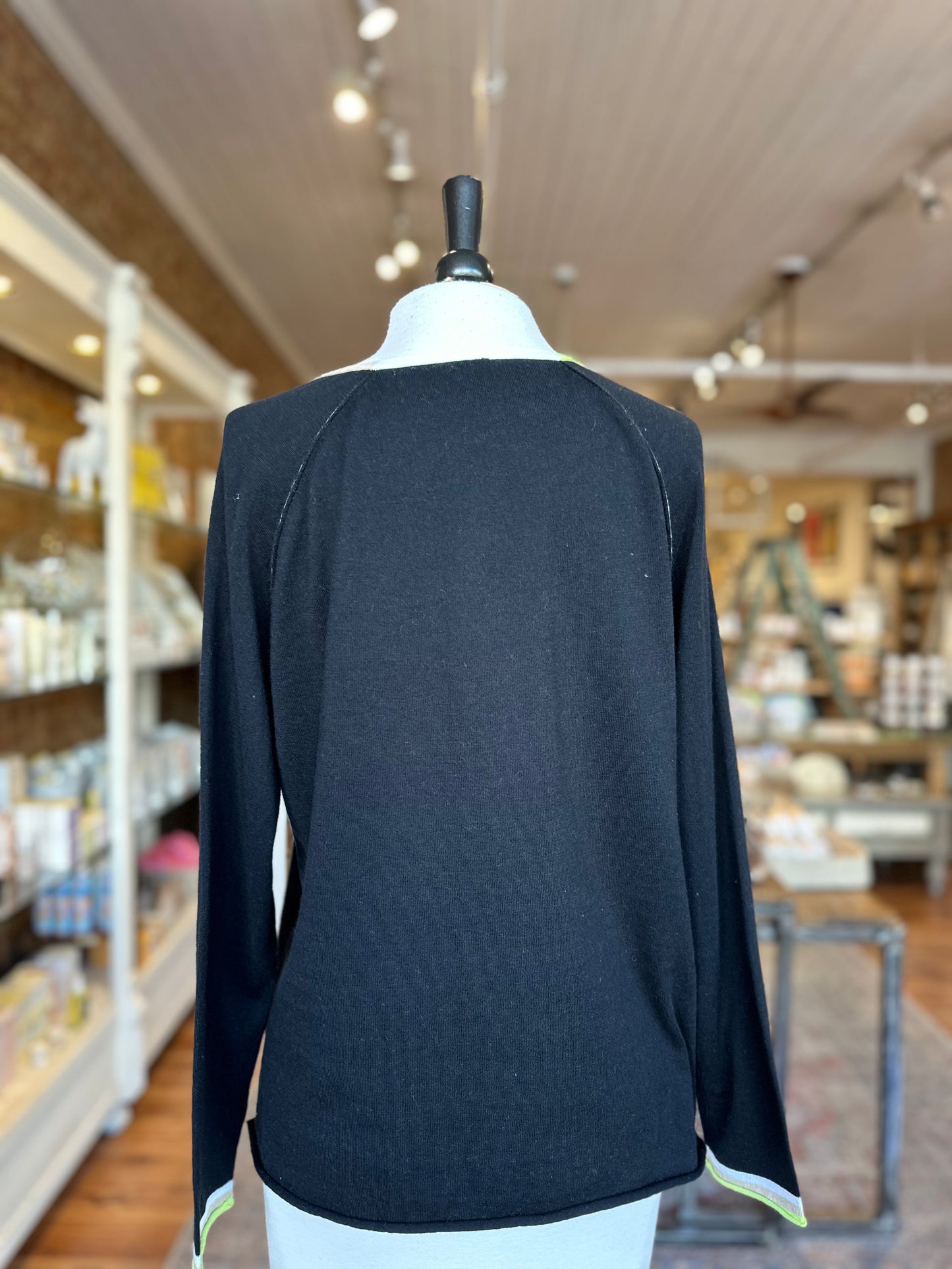 Colorful V-Neck Sweater in Black